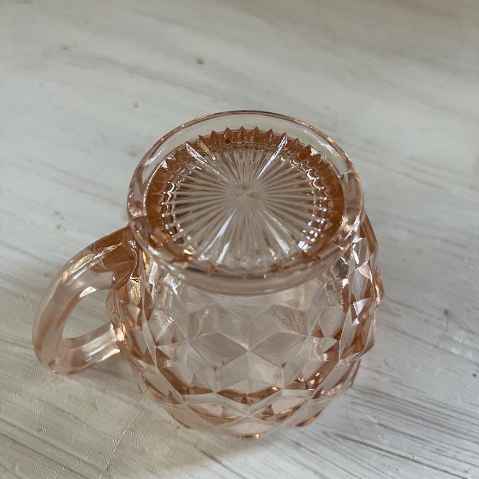 Vintage Jeanette Pink Depression Glass Creamer - Pink Depression Glass Cubist/Cube Creamer - Vintage Rose Glass Creamer - Vintage Creamer