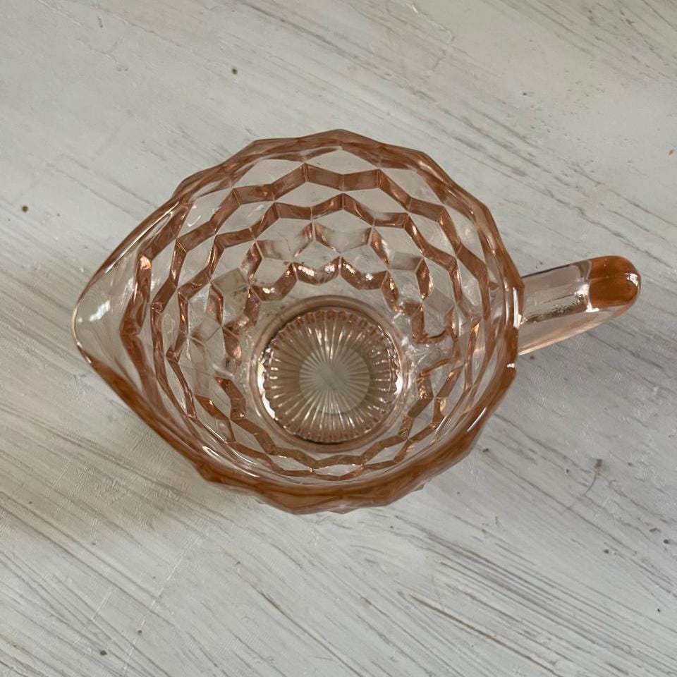 Vintage Jeanette Pink Depression Glass Creamer - Pink Depression Glass Cubist/Cube Creamer - Vintage Rose Glass Creamer - Vintage Creamer