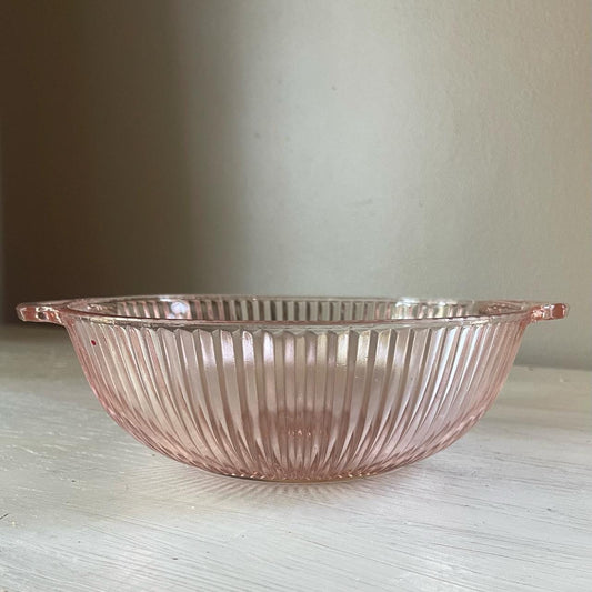 Vintage Pink Depression Glass Bowl with Handles - Vintage Pink Glass Bowl - Vintage Bowl - Vintage Depression Glass Vegetable Bowl