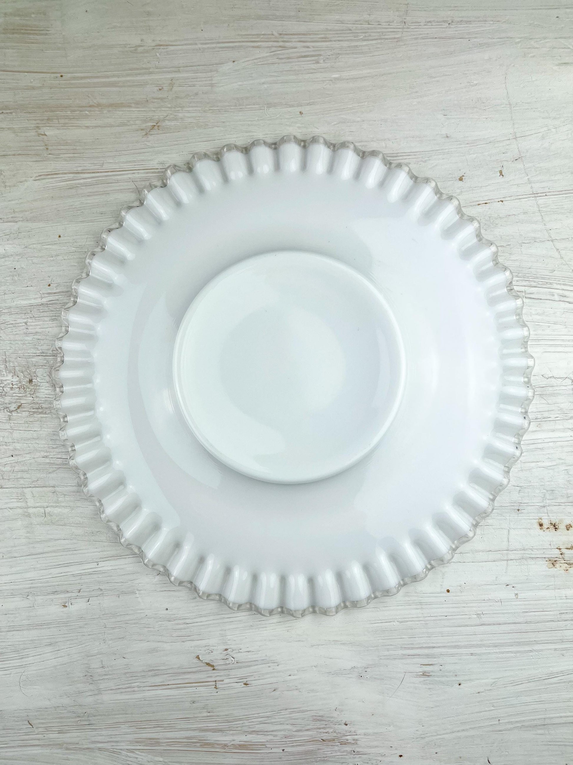 RARE Fenton Silvercrest Lunch Plate | Milk Glass | Ruffled Edge Milk Glass Plate | Vintage Milk Glass | Vintage Fenton | Fenton Milk Glass