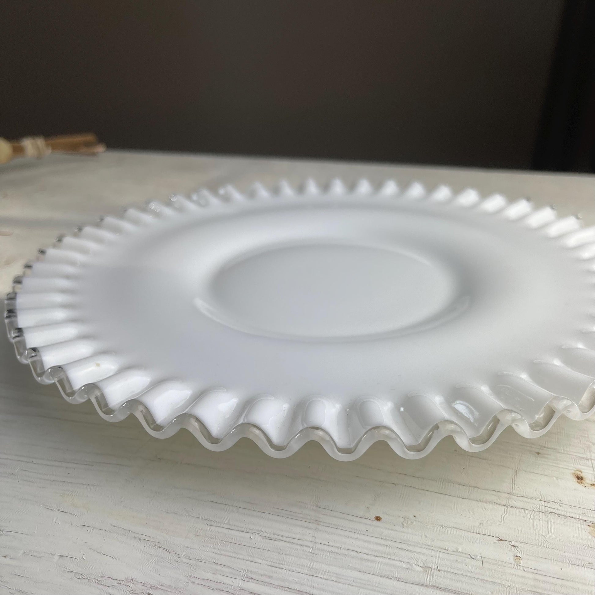 RARE Fenton Silvercrest Lunch Plate | Milk Glass | Ruffled Edge Milk Glass Plate | Vintage Milk Glass | Vintage Fenton | Fenton Milk Glass