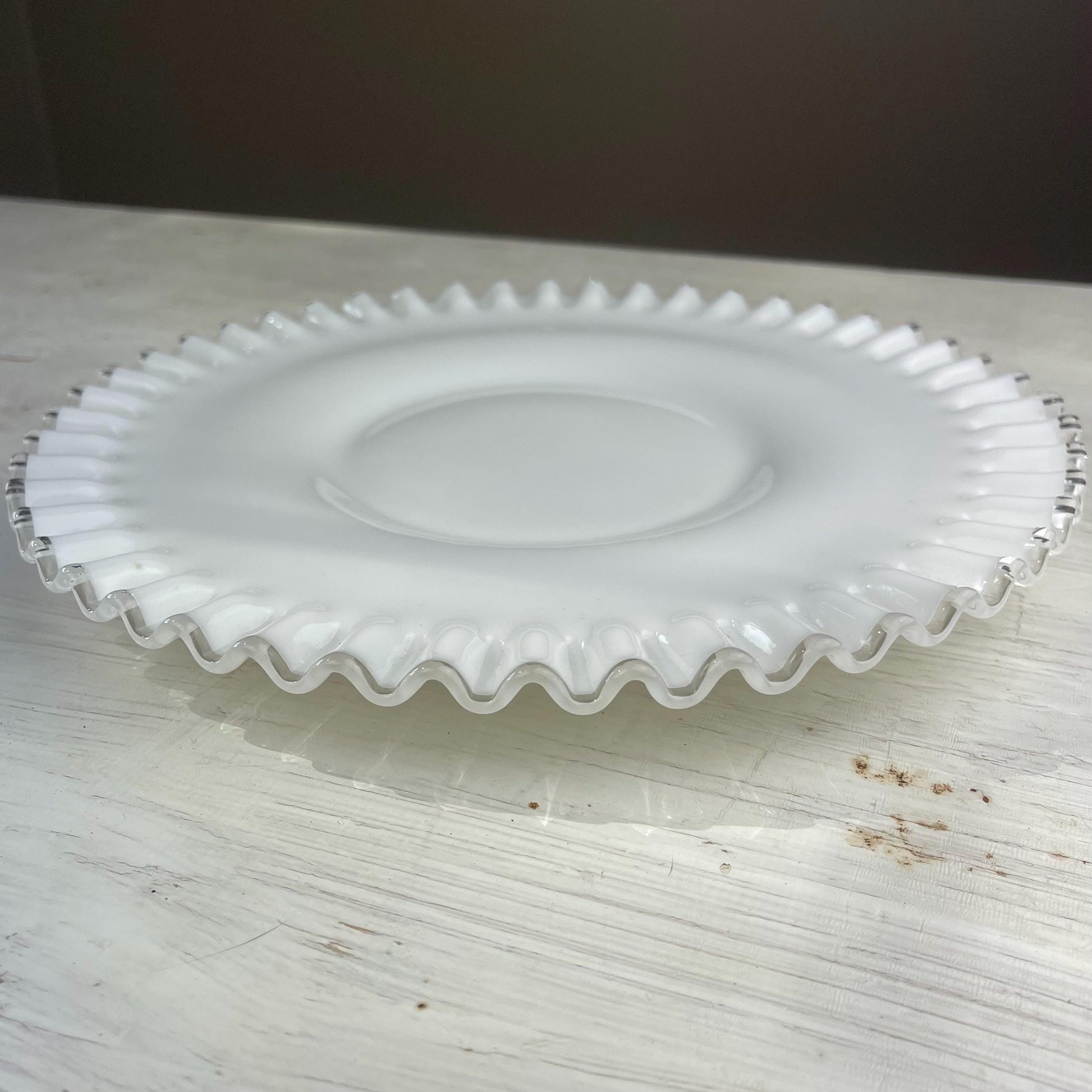 RARE Fenton Silvercrest Lunch Plate | Milk Glass | Ruffled Edge Milk Glass Plate | Vintage Milk Glass | Vintage Fenton | Fenton Milk Glass