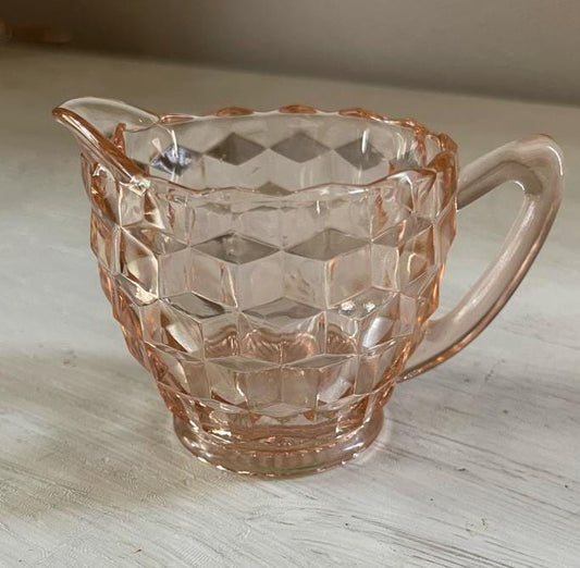 Vintage Jeanette Pink Depression Glass Creamer - Pink Depression Glass Cubist/Cube Creamer - Vintage Rose Glass Creamer - Vintage Creamer