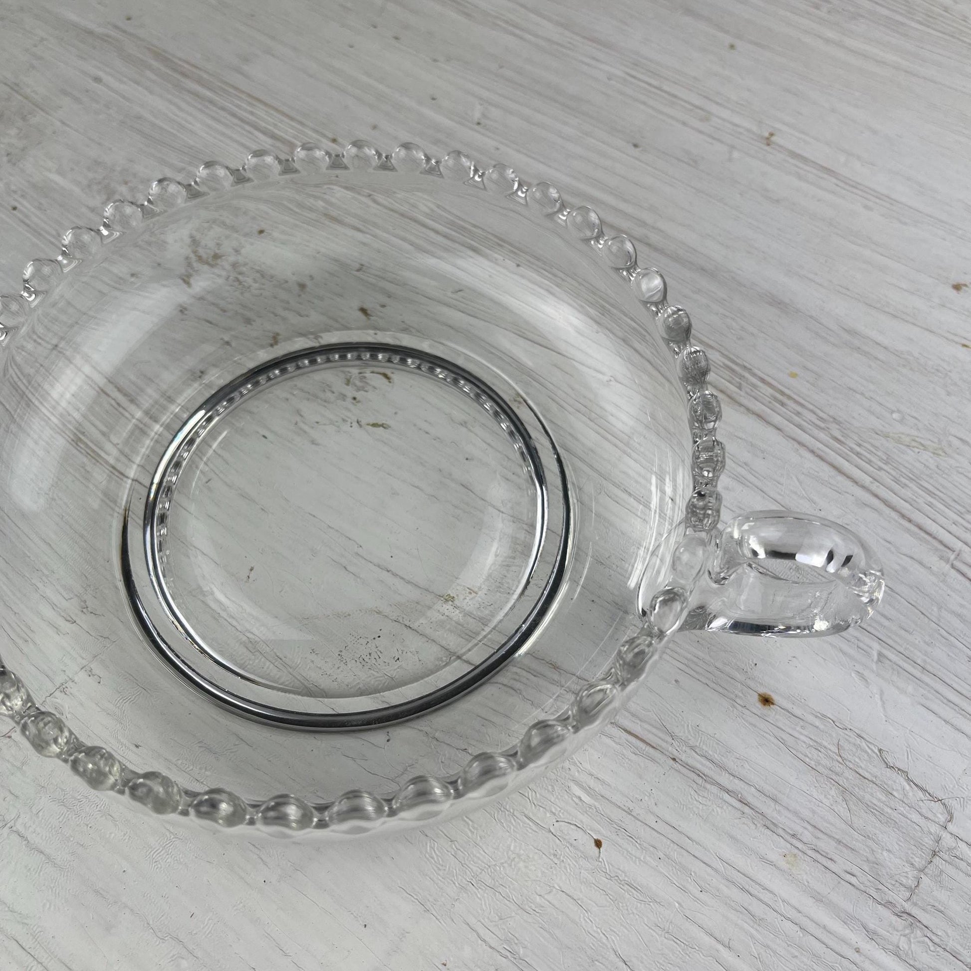 Candlewick Nappy Dish - Vintage Candlewick Glass - Beaded Ridge Candleholder - Vintage Nappy Dish - Candlewick Candleholder - Hobnail Edge