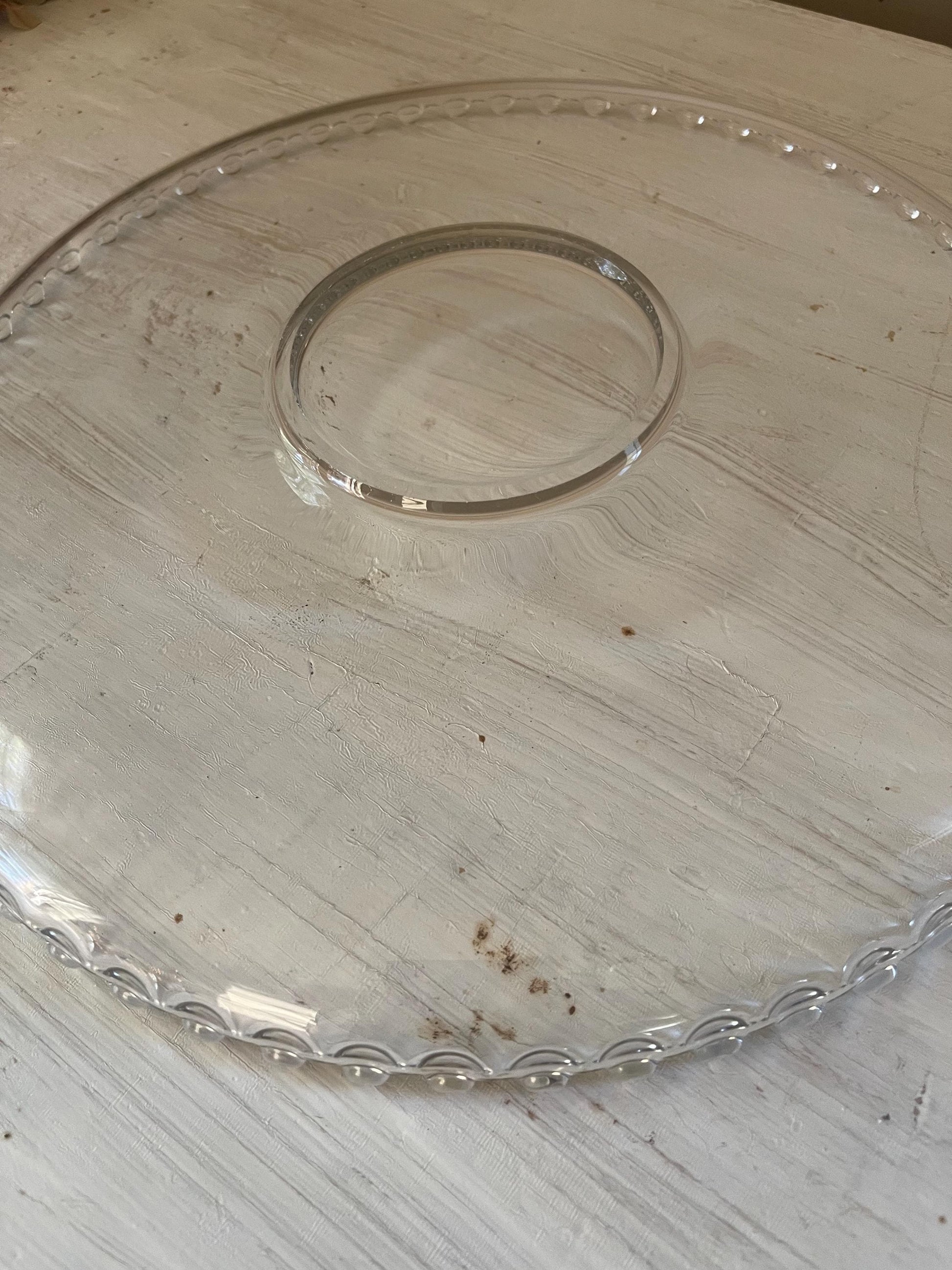 Candlewick Round Platter 12.5 Inch - Vintage Candlewick Glass - Beaded Ridge Platter - Vintage Glass Platter - Candlewick Hobnail Edge