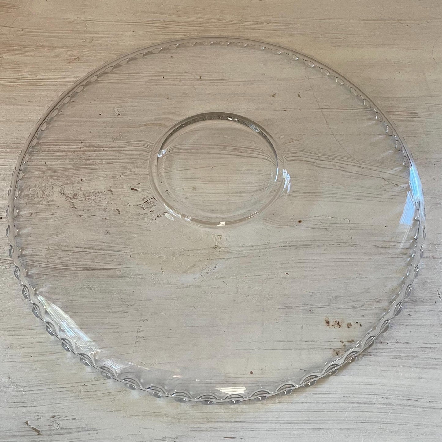 Candlewick Round Platter 12.5 Inch - Vintage Candlewick Glass - Beaded Ridge Platter - Vintage Glass Platter - Candlewick Hobnail Edge