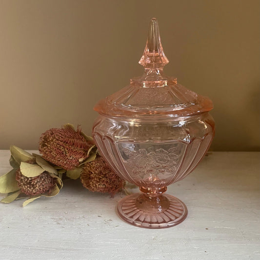 Vintage Sharon Federal Glass Pink Candy Dish | Pink Depression Glass | Federal Glass Depression Glass | Pink Depression Glass | Cabbage Rose