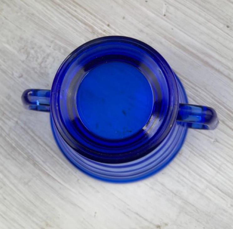 Vintage Cobalt Blue buy Sugar and Creamer Set Pressed Glass