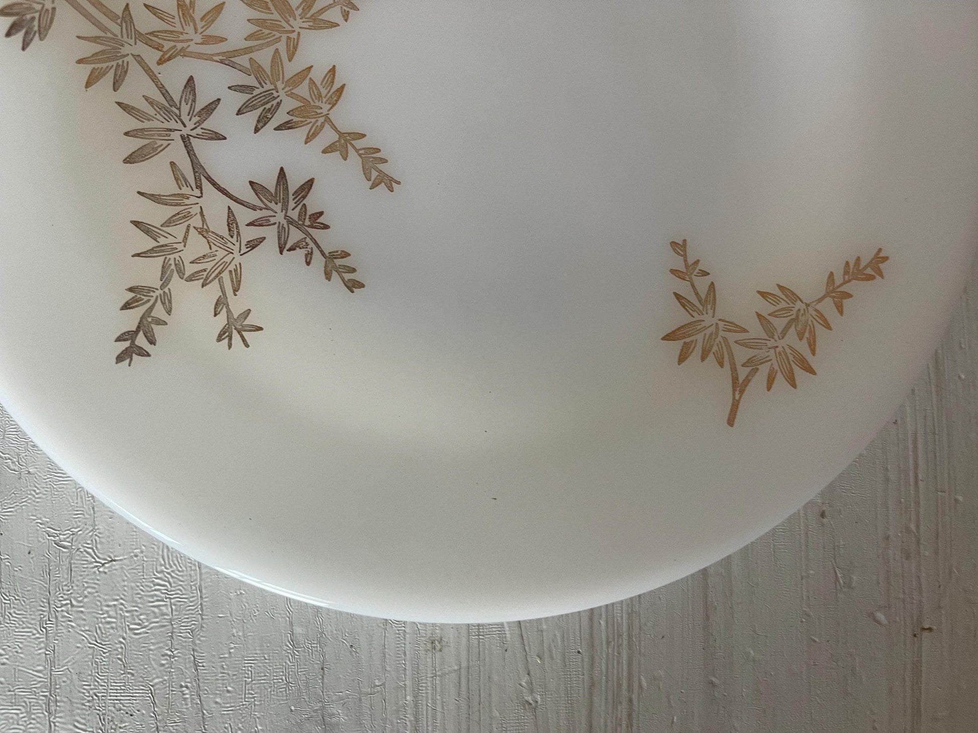 Federal Glass Golden Glory Leaf Dinner Plate | Vintage Plates | Golden Glory Leaf Pattern Plates | Vintage Federal Glass | Milk Glass Plates