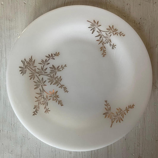 Federal Glass Golden Glory Leaf Dinner Plate | Vintage Plates | Golden Glory Leaf Pattern Plates | Vintage Federal Glass | Milk Glass Plates