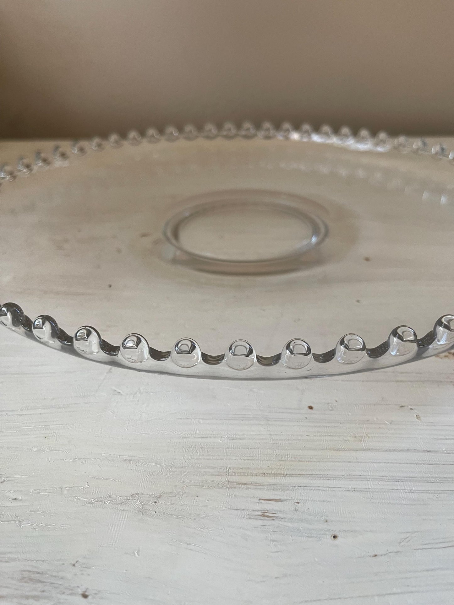 Candlewick Round Platter 12.5 Inch - Vintage Candlewick Glass - Beaded Ridge Platter - Vintage Glass Platter - Candlewick Hobnail Edge