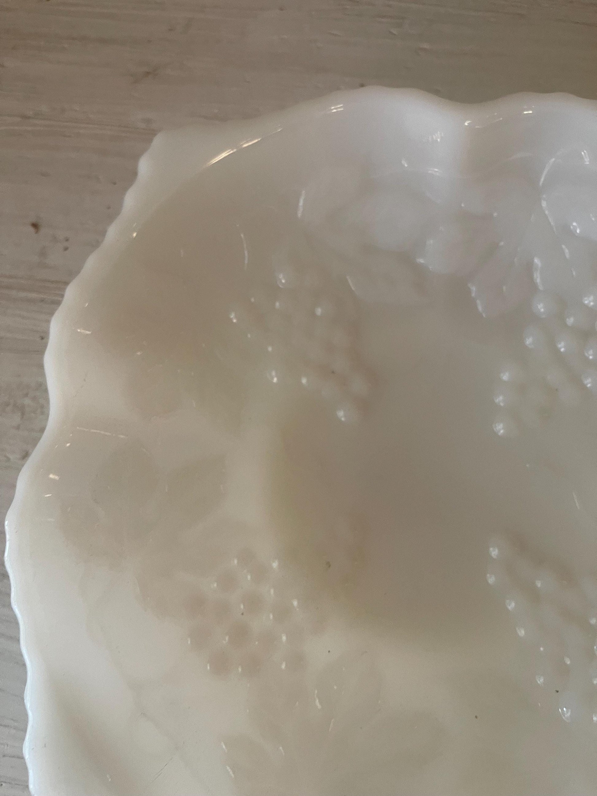 Anchor Hocking Milk Glass Square Bowl Grape Pattern | Milk Glass | Milk Glass Square Bowl | Milk Glass Grape Pattern