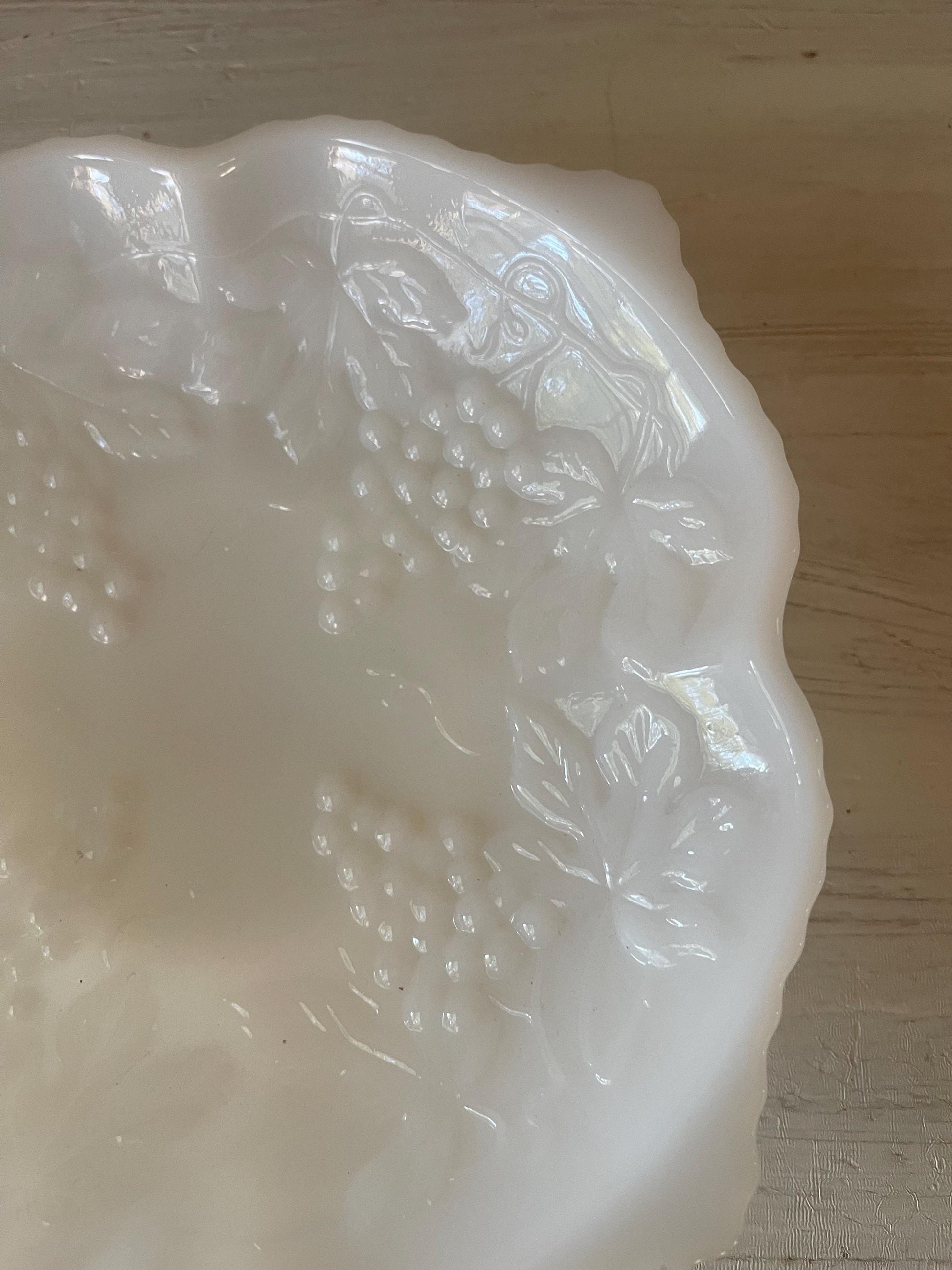 Anchor Hocking Milk Glass Square Bowl Grape Pattern | Milk Glass | Milk Glass Square Bowl | Milk Glass Grape Pattern