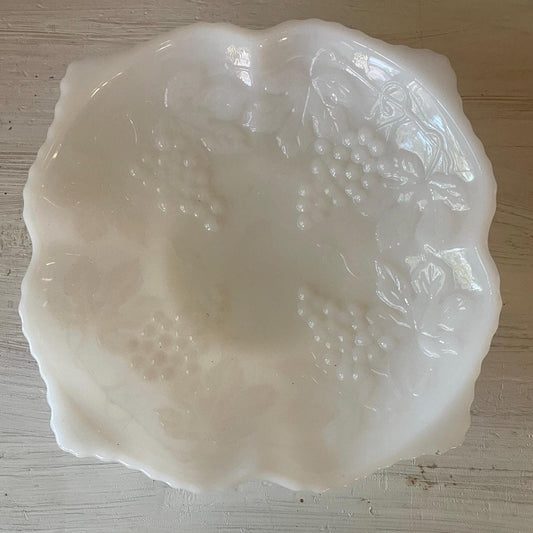 Anchor Hocking Milk Glass Square Bowl Grape Pattern | Milk Glass | Milk Glass Square Bowl | Milk Glass Grape Pattern