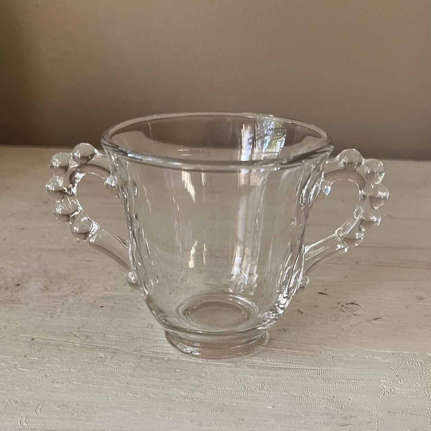 Candlewick Creamer and Sugar Bowl Set with Tray | Vintage Candlewick | Beaded Ridge Glass Plates | Candlewick Hobnail Edge | Hobnail Glass