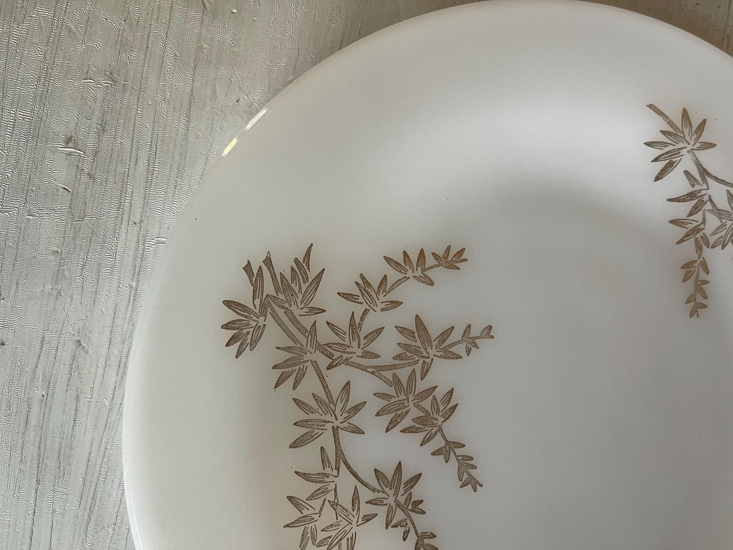 Federal Glass Golden Glory Leaf Dinner Plate | Vintage Plates | Golden Glory Leaf Pattern Plates | Vintage Federal Glass | Milk Glass Plates