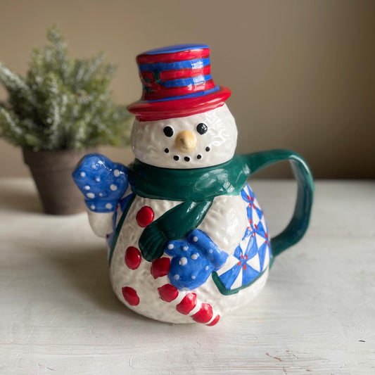 Vintage Snowman Teapot | Christmas Teapot | Vintage Christmas | Snowman | Vintage Snowman | Snowman Teapot by Christmas Village