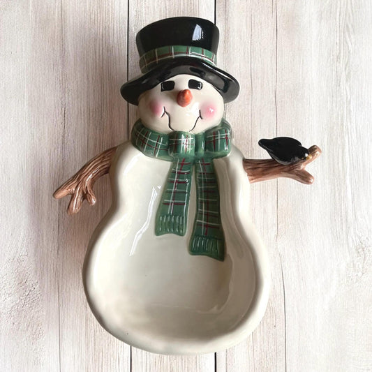 Vintage Snowman Candy Dish | Winter Serving Dish | Snowman Serving Dish | Sakura Snowman Dish | Vintage Christmas