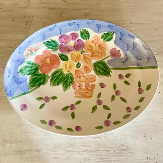 Bella Ceramico Bouquet Oval Platter | Bella Ceramico | Spring Platter | Free Shipping | Vintage Spring | Spring Decor | Easter Decor