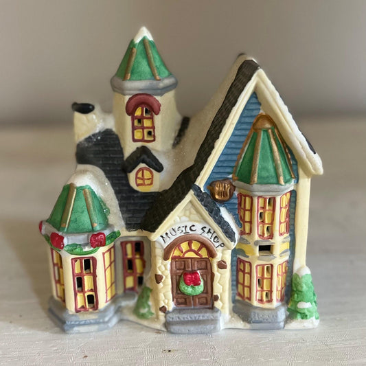 Cobblestone Corners Music Shop | Vintage Christmas Village | Christmas Village Music Shop | Christmas House | Cobblestone Corners