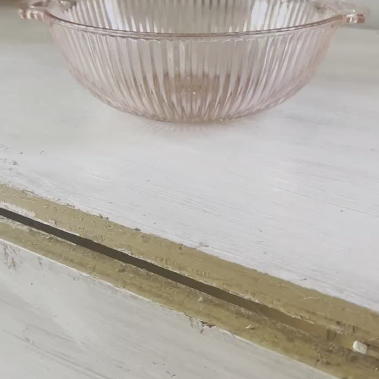 Vintage Pink Depression Glass Bowl with Handles - Vintage Pink Glass Bowl - Vintage Bowl - Vintage Depression Glass Vegetable Bowl