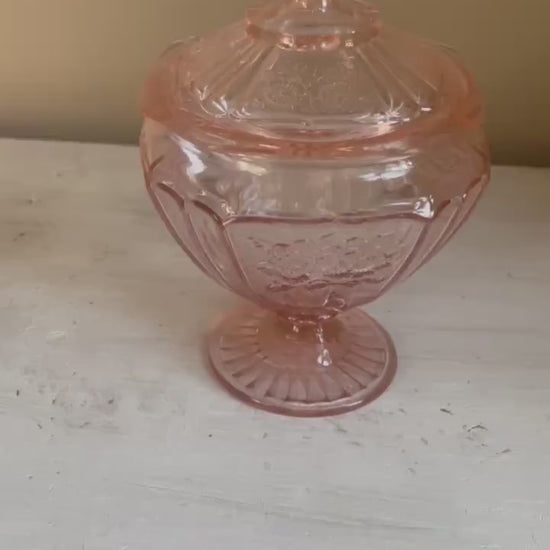 Vintage Sharon Federal Glass Pink Candy Dish | Pink Depression Glass | Federal Glass Depression Glass | Pink Depression Glass | Cabbage Rose