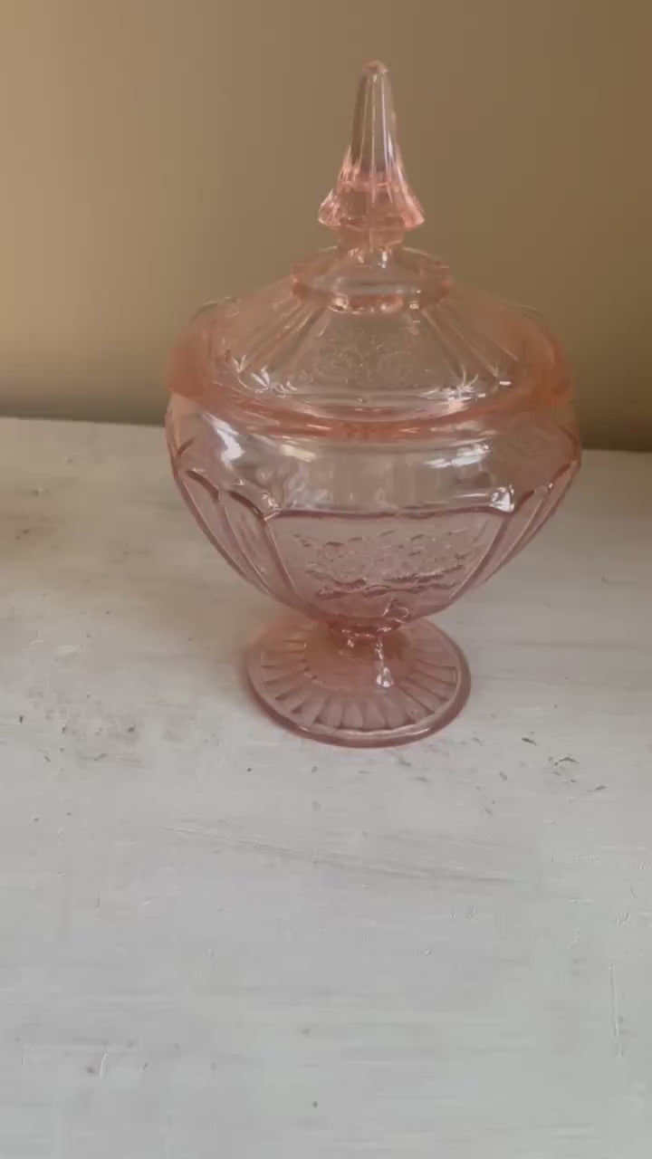 Vintage Sharon Federal Glass Pink Candy Dish | Pink Depression Glass | Federal Glass Depression Glass | Pink Depression Glass | Cabbage Rose