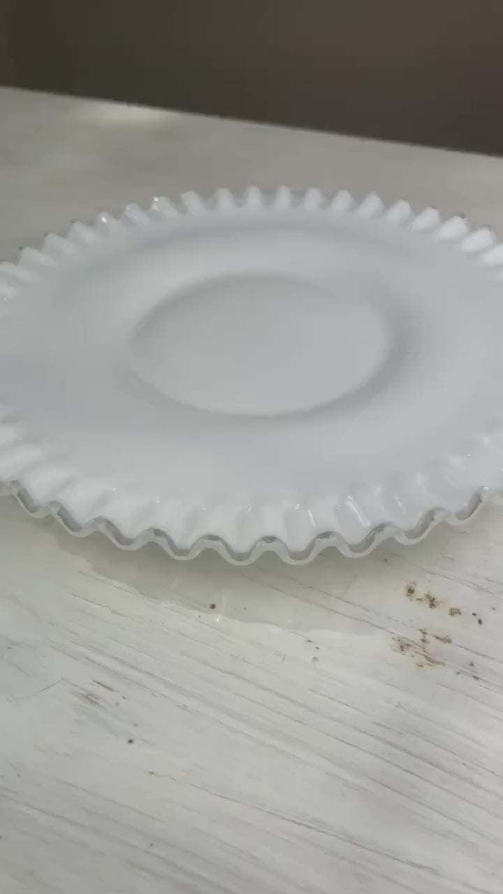 RARE Fenton Silvercrest Lunch Plate | Milk Glass | Ruffled Edge Milk Glass Plate | Vintage Milk Glass | Vintage Fenton | Fenton Milk Glass